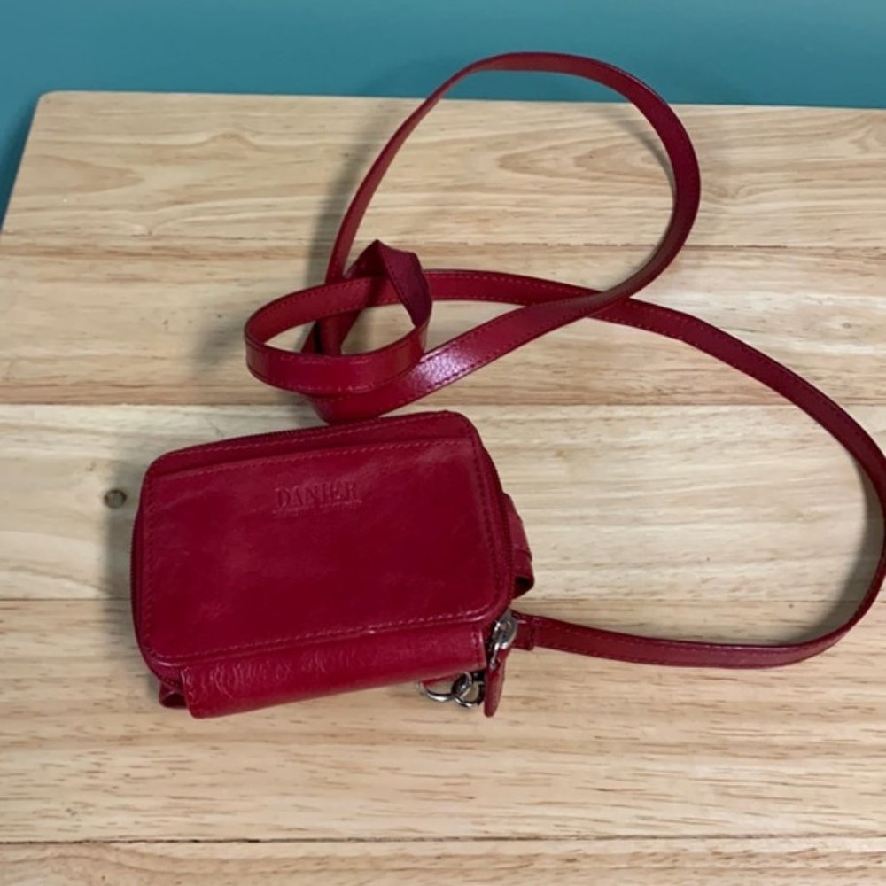Danier Red Leather Crossbody Wallet Phone Case